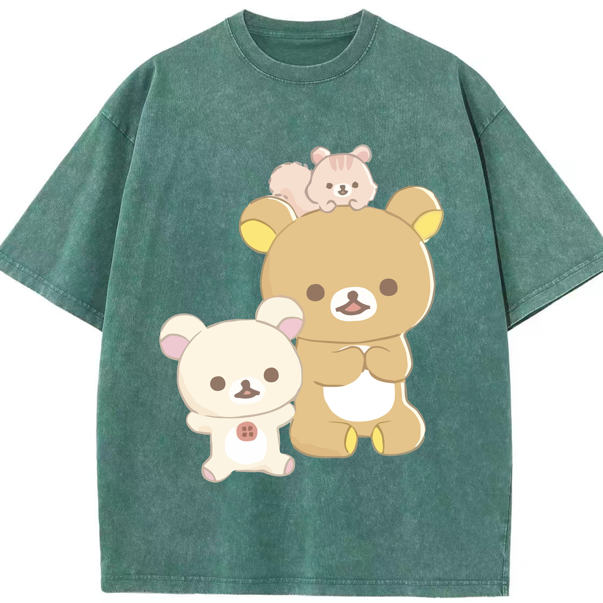 （画像用） リラックマ リラックマ キイロイトリ Rilakkuma Korilakkuma Kiiroitori 綿100% ヴィンテージ風 半袖Tシャツ（フロントプリント）